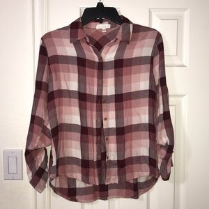Pink and maroon flannel